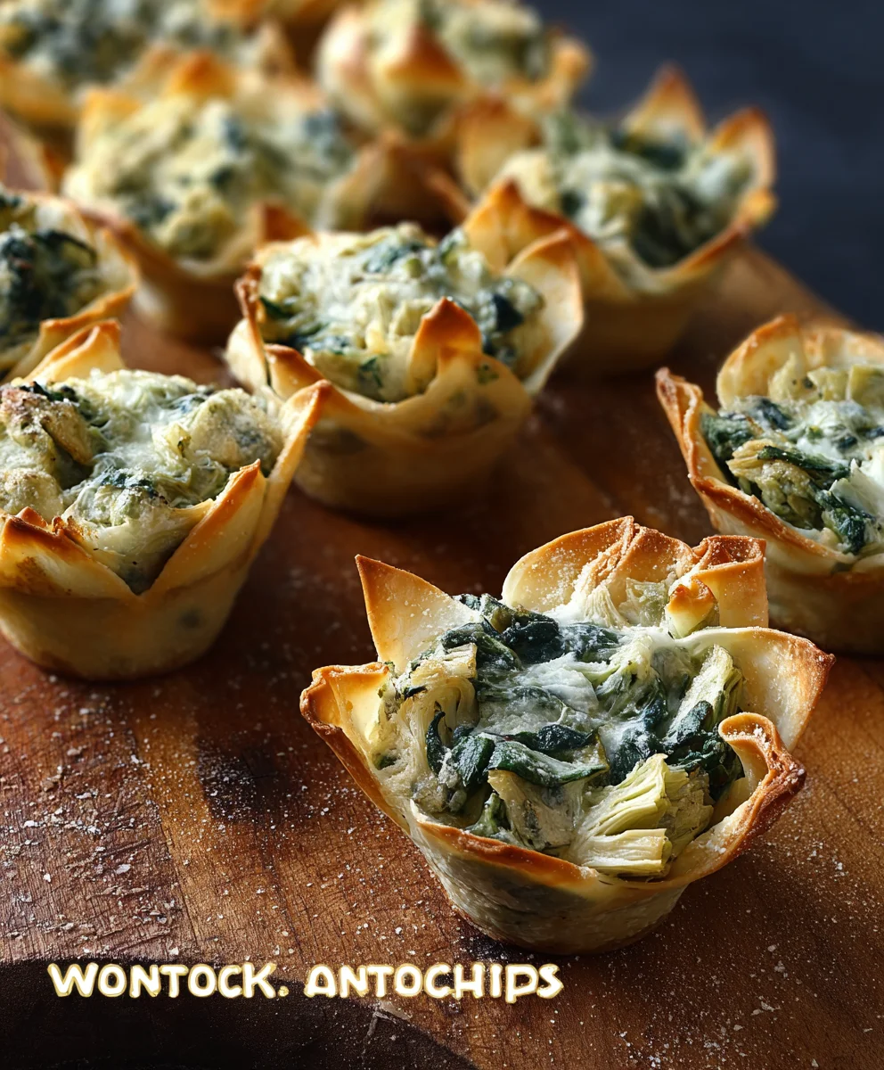 Spinach Artichoke Wonton Cups-Easy Appetizer
