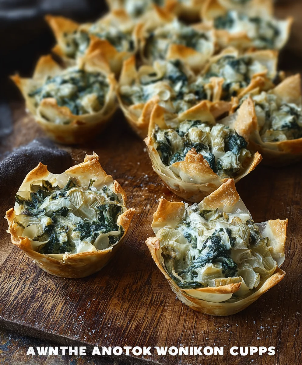 Spinach Artichoke Wonton Cups-Easy Appetizer