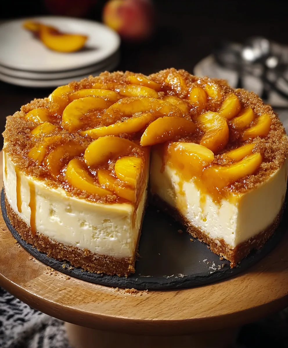 Peach Cobbler Cheesecake-Decadent Dessert