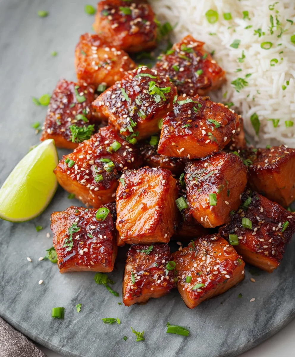 Honey Garlic Salmon Bites Recipe Quick & Easy