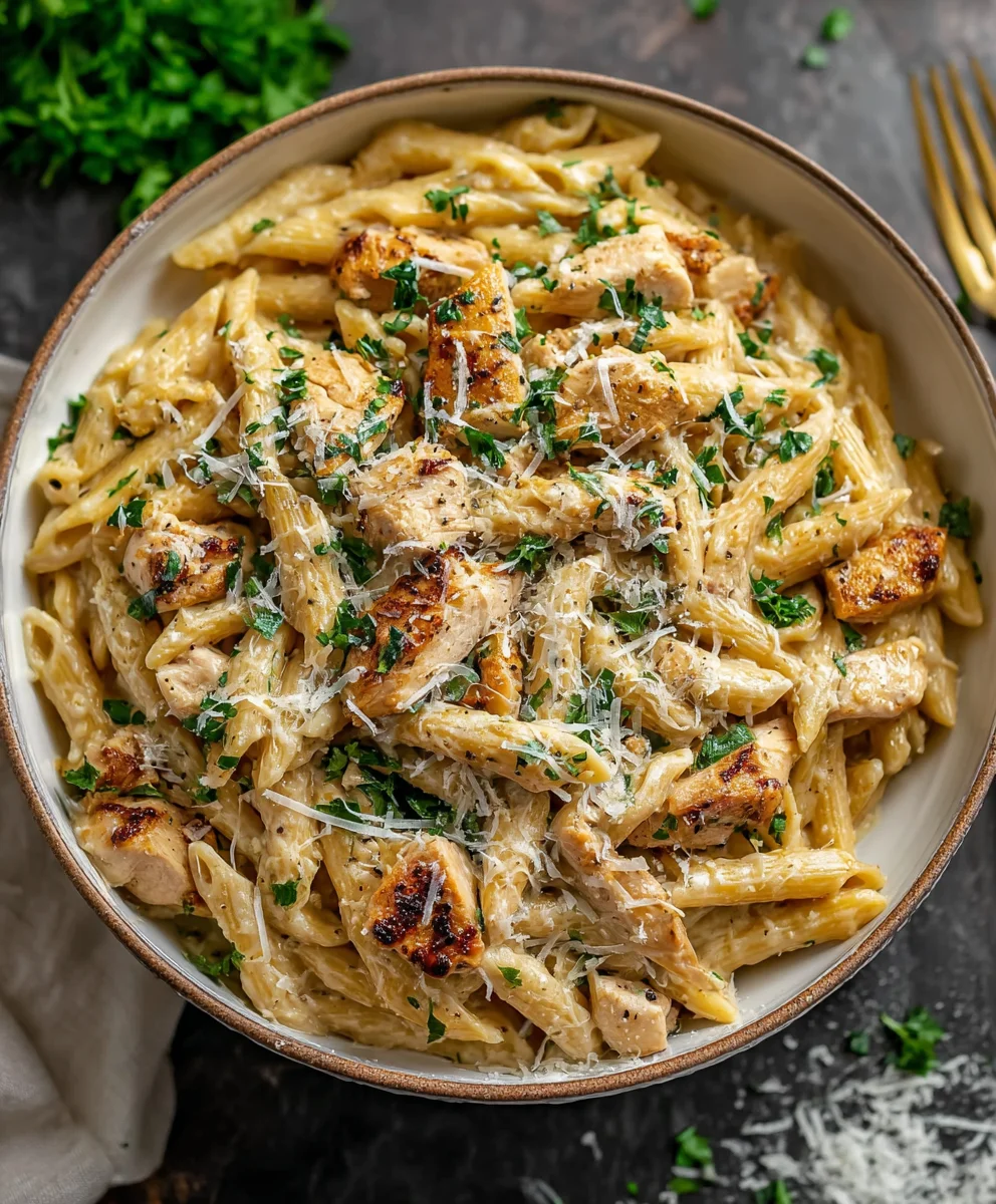 Healthy Garlic Parmesan Chicken Pasta Recipe