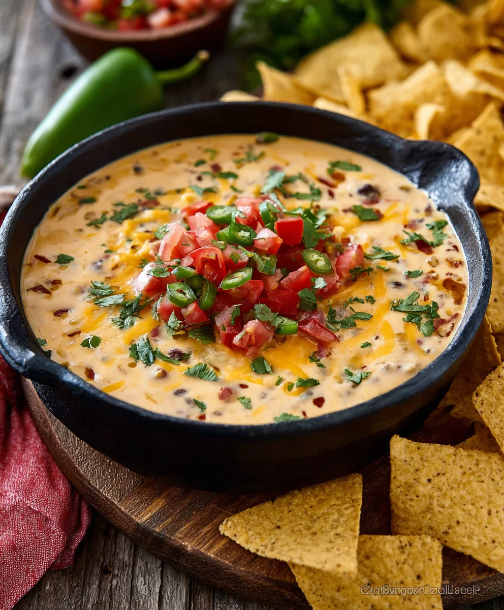 Spicy Beef Cowboy Queso Dip Recipe - Easy & Delicious