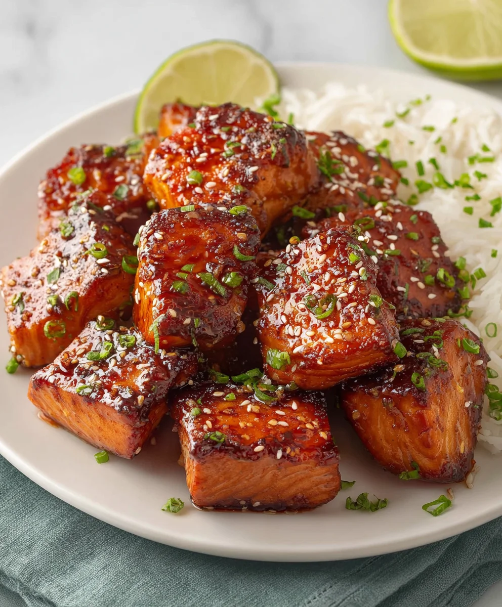 Honey Garlic Salmon Bites Recipe Quick & Easy