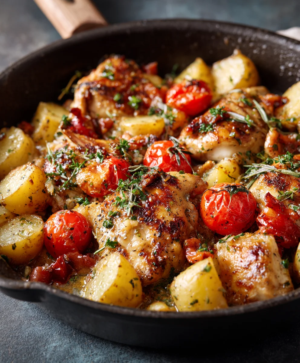Garlic Butter Beef and Potatoes Skillet Dinner