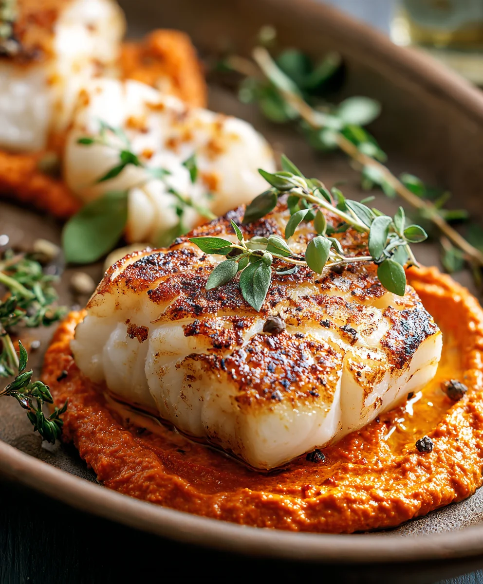 Grilled Cod with Almond Romesco-Spanish Flavor