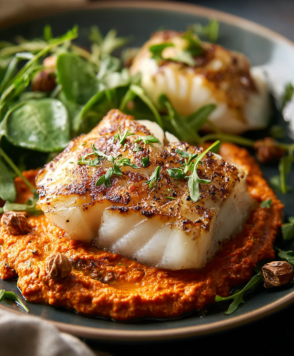 Grilled Cod with Almond Romesco-Spanish Flavor