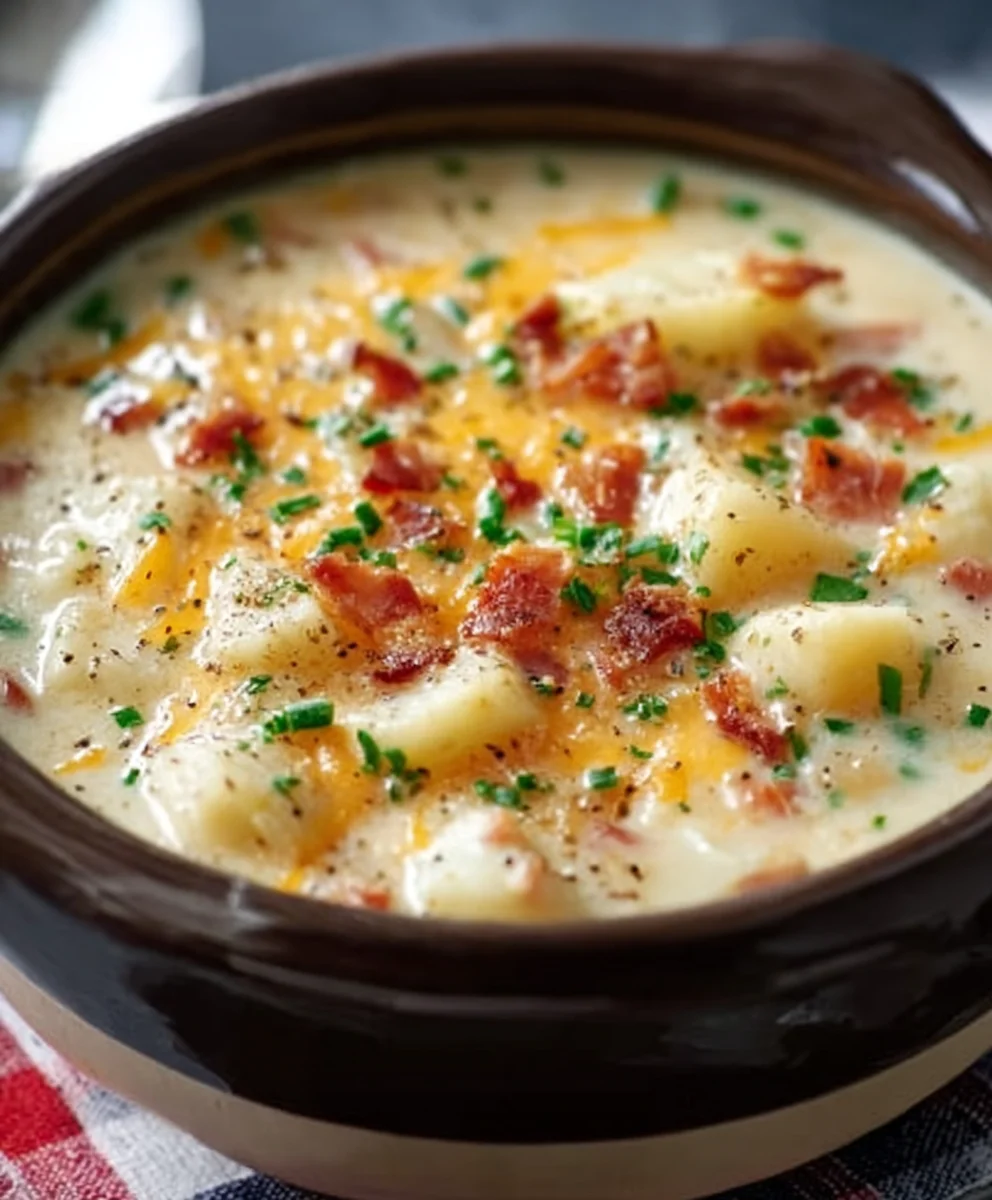 Slow Cooker Beef-Beef Bacon Potato Soup - Easy Recipe