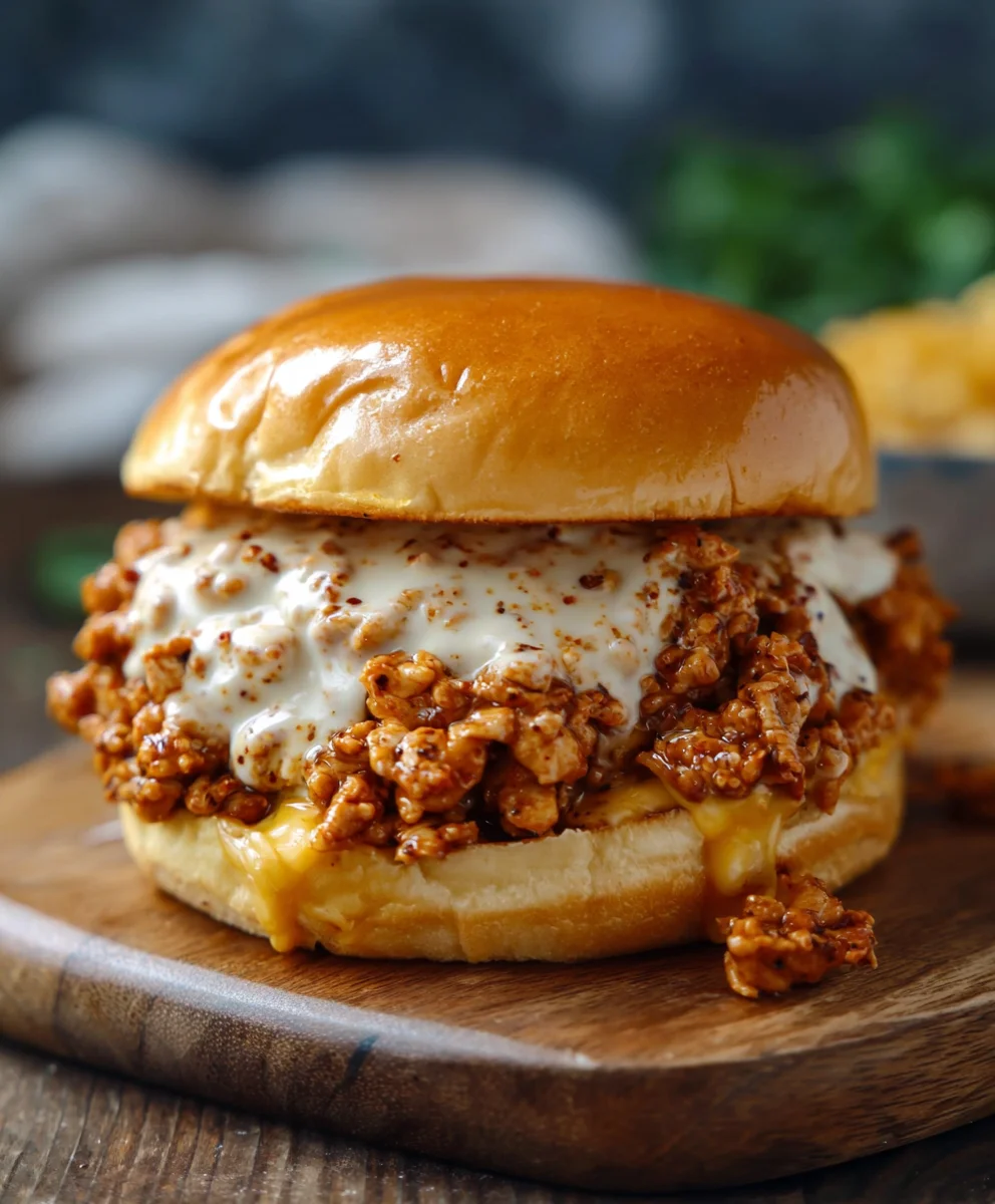 Cajun Chicken Sloppy Joes - Creamy Cheese Sauce