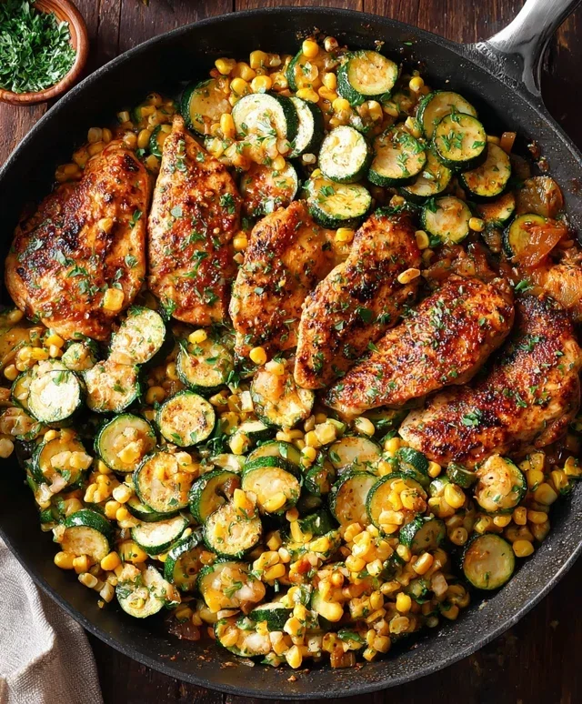 Garlic Butter Chicken with Zucchini and Corn - One-Pan, 30-Minute Meal