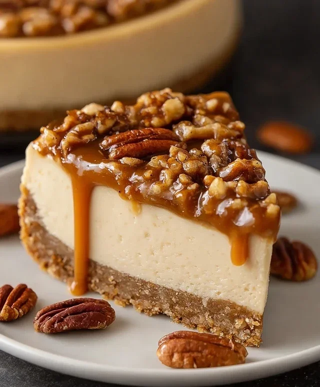 Vegan Caramel Pecan Cheesecake