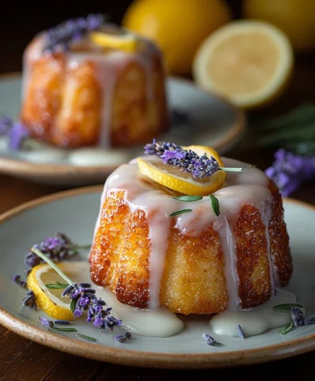 Mini Lemon Cakes With Lavender Glaze