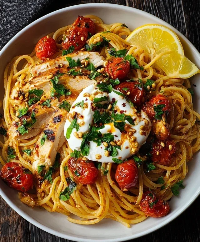 Chicken Spaghetti with Burrata
