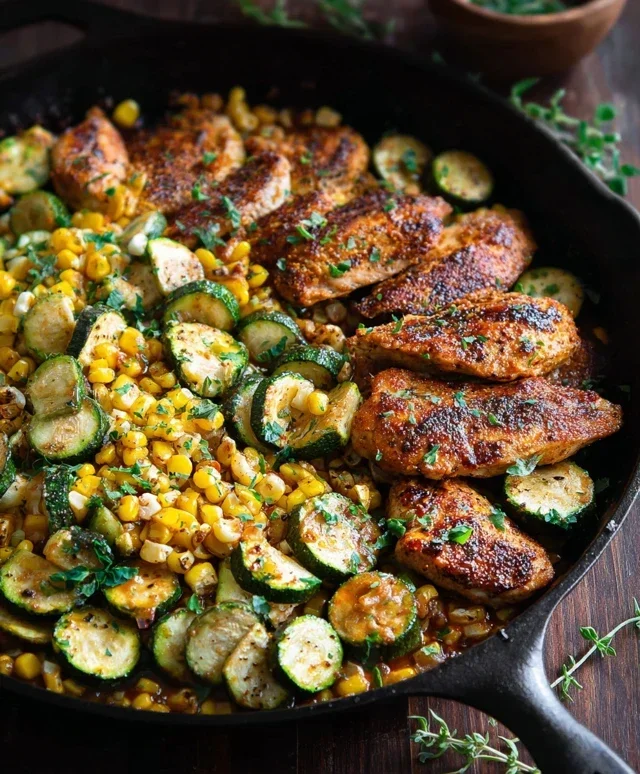 Garlic Butter Chicken with Zucchini and Corn - One-Pan, 30-Minute Meal
