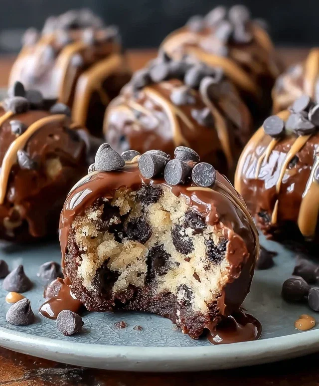 Chocolate Chip Cookie Dough Brownie Bombs