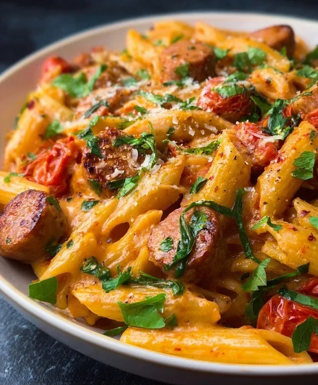 One Pot Creamy Cajun Sausage Pasta (30-Minutes)
