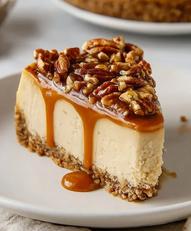Vegan Caramel Pecan Cheesecake