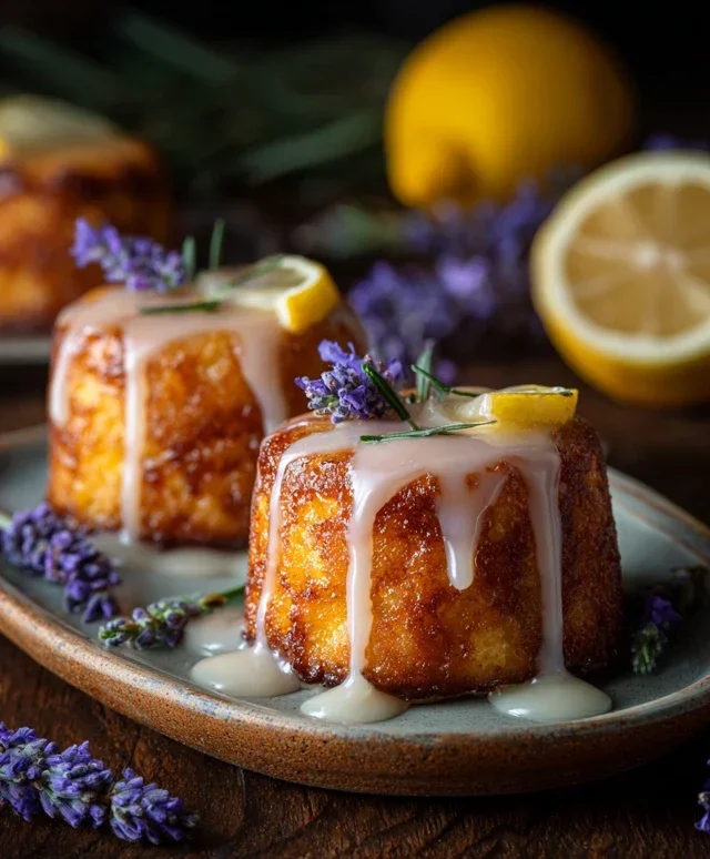 Mini Lemon Cakes With Lavender Glaze