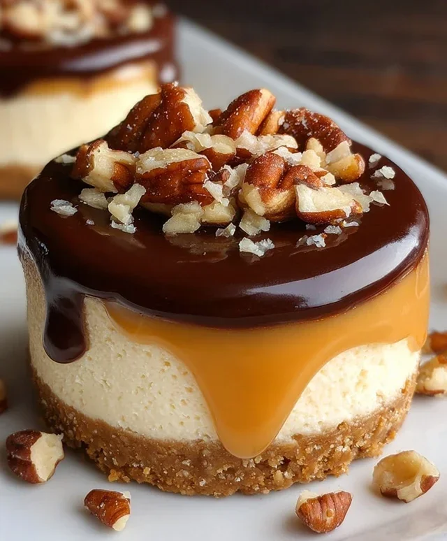 No Bake Turtle Mini Cheesecakes