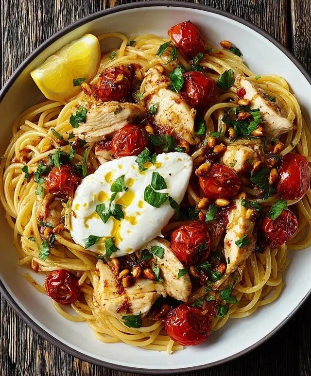 Chicken Spaghetti with Burrata