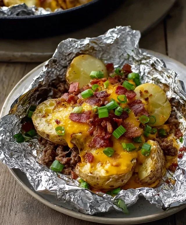 Cheesy Beef Beef Bacon Ranch Potato Foil Packets