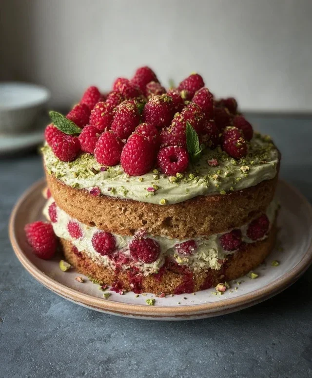 Pistachio Raspberry Cake
