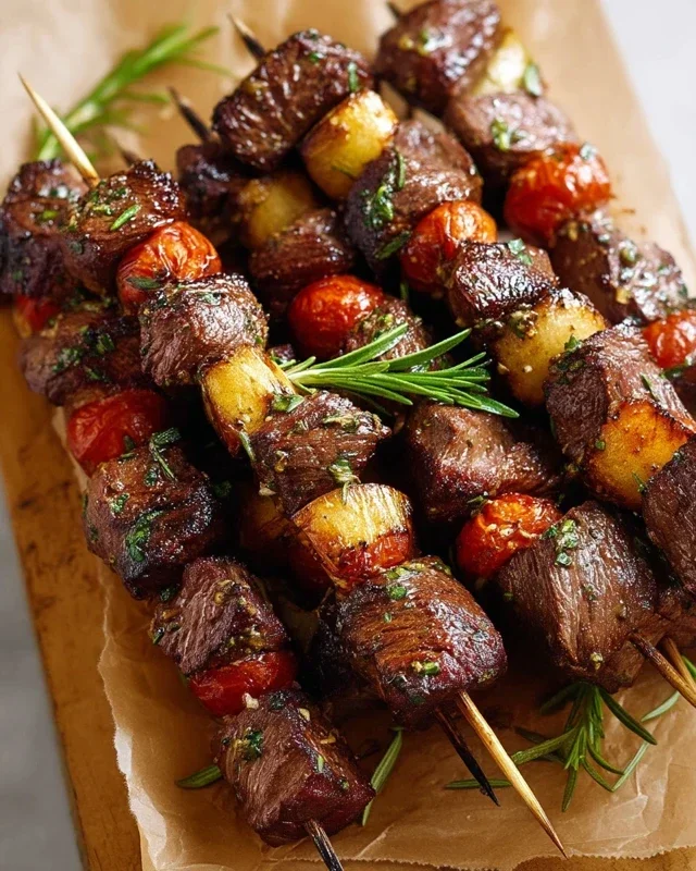 Rosemary Garlic Steak Kebabs