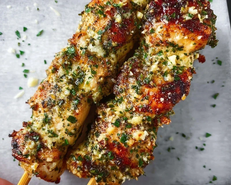 Garlic Parmesan Chicken Skewers