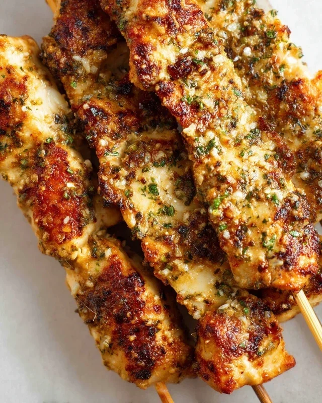 Ranch Garlic Parmesan Chicken Skewers