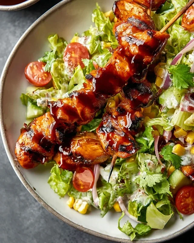 BBQ Chicken Skewer Salad