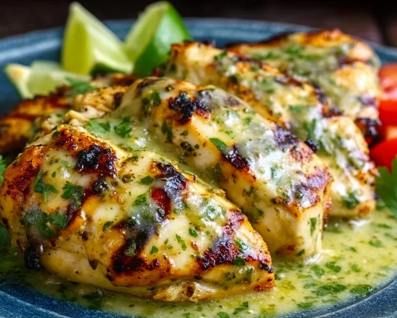 Grilled Salsa Verde Pepper Jack Chicken