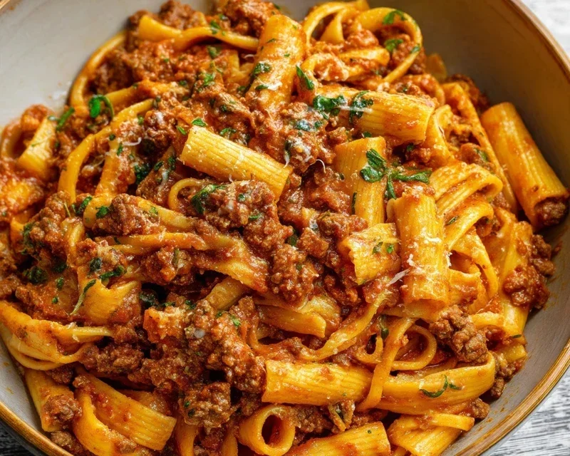 Beef Pasta in Tomato Sauce {Beef Ragu Pasta}