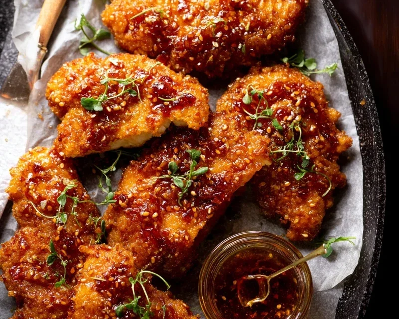 Baked Crunchy Hot Honey Chicken