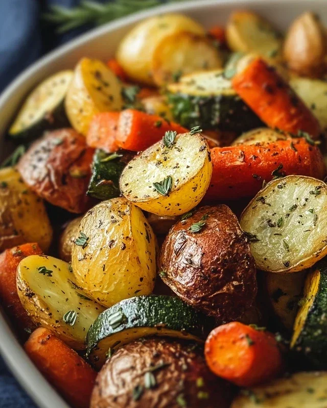 Garlic Herb Roasted Potatoes Carrots and Zucchini