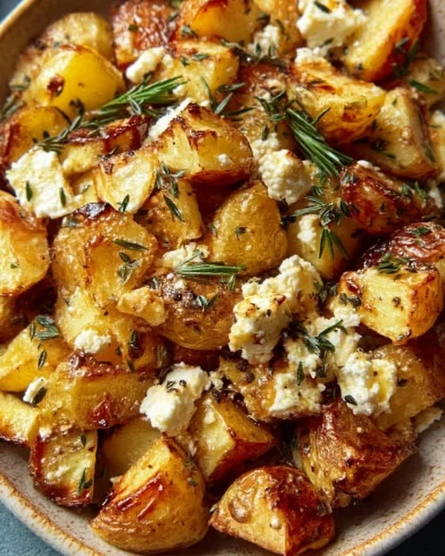 Roasted Potatoes With Baked Feta And Garlic