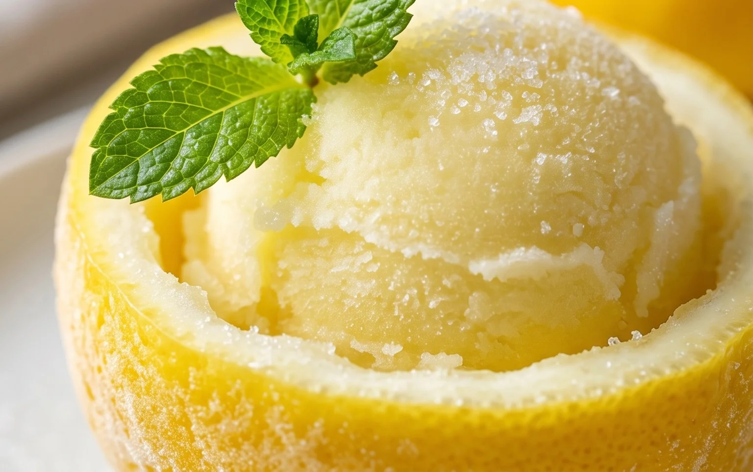 Sorbetto di Limone Dressed Up in a Frozen Lemon Shell
