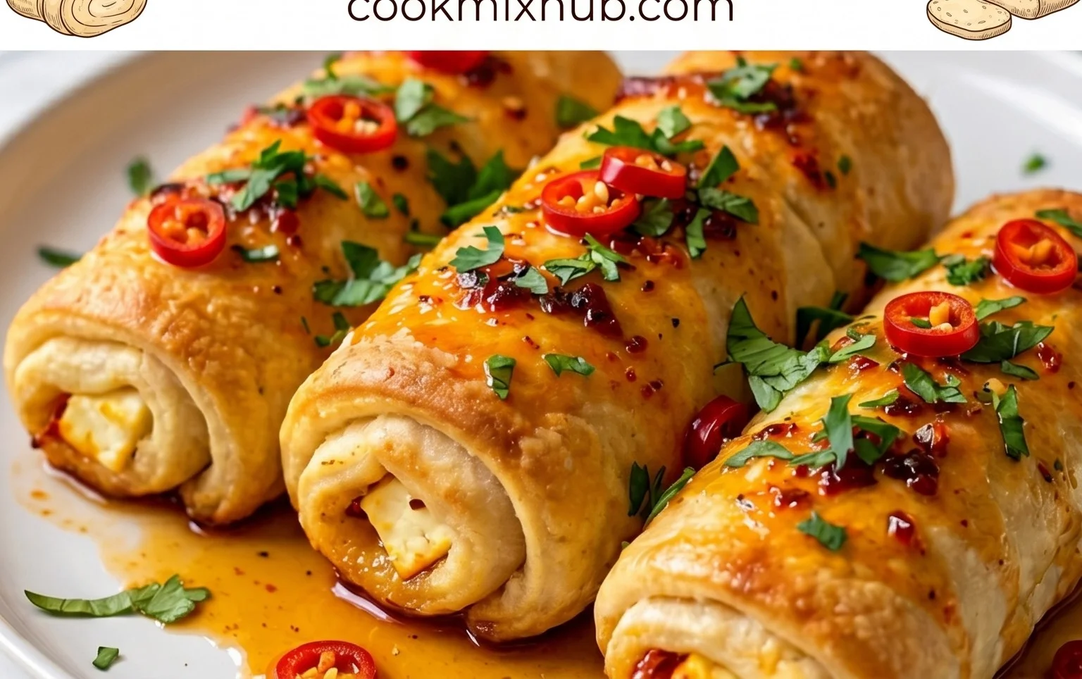 Indulgent Oven Fried Feta Rolls with Chili Honey Magic