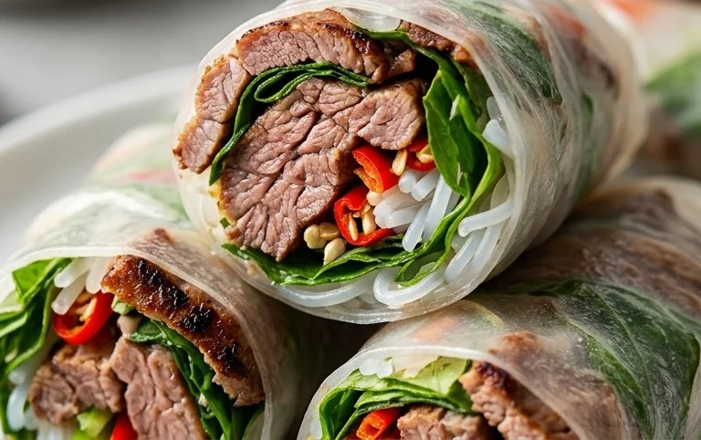 Thai Basil Beef Rolls
