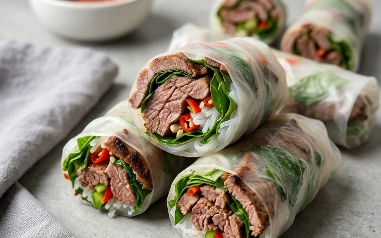Thai Basil Beef Rolls