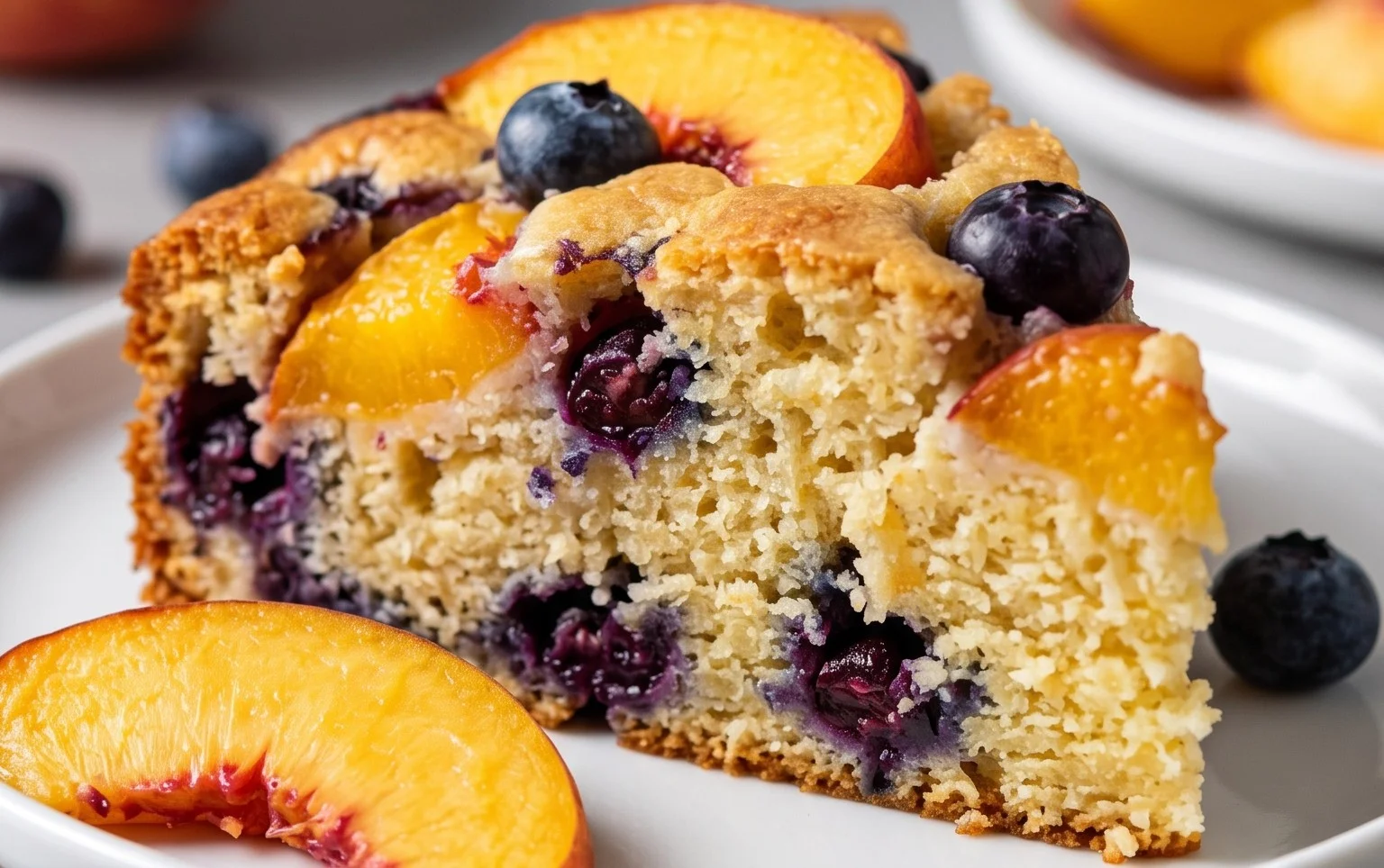 Peach and Blueberry Greek Yogurt Cake